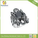 Punk Rock Hollow Out Jewelry Mens Ring Vintage Jewelry Finger Rings Luxury Black Resin Stones Retro Ring thumbnail-1