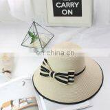 Bordure Bowknot Straw Hat Straw Plaited Article Outdoors Sunshade Hat thumbnail-2