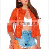 Outdoor Fashion New View Ladies Bright Orange Tweed Blazer Jacket thumbnail-2