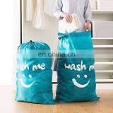 Laundry Traveling Jumbo Nylon Strap 24x36 Inches(Blue-smile) Drawstring Bag Polyester Drawstring Bag Nylon Drawstring Bag thumbnail-2
