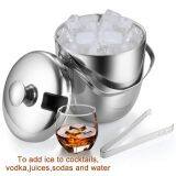 Insulated Ice Bucket,Stainless Steel Double Wall Ice Bucket With Lid and Tongs,2.8-Litre,Silver thumbnail-3