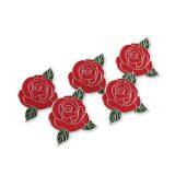 Red Rose Flower With Green Leaves Enamel Lapel Pin thumbnail-3