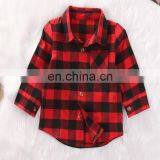 Christmas Boy Girl T-shirt Grid Tops Autumn Winter Children Red Long Sleeve Tees Holiday Kids Clothing thumbnail-3