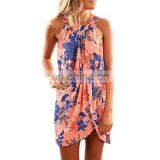 2020 Summer Burst Dress New Style Printed Sleeveless Sexy Hanging Neck Beach Skirt Women's Factory Direct Sales thumbnail-4