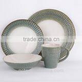 16pcs dinnerware set with hand painded reactive galaze