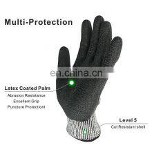 HY Hand Job Gloves With Rough Surface Latex Guantes de ANSI A4 Anti Cut Latex Finished Fishing Glove thumbnail-3