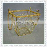 Golden Square Handmade Chicken Wire Basket With Handles thumbnail-1