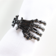 Black Colored Skeleton Hand Napkin Ring For Halloween Table Decoration thumbnail-2