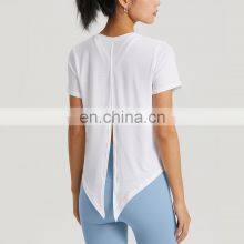 Spring New Cool Fabric Loose Shorts Sleeve Gym Yoga Shirt Outdoor Quick Dry Activewear Sports Running Fitness Clothes For Women thumbnail-4