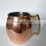 Bigger Brass Handle 304# Stainless Steel Solid Copper Plated Old Dutch International Moscow Mule 16-Ounce Copper Mug thumbnail-1