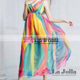 2016 Beautiful colorful Lady casual One-piece Dress Women Long beach party kaftan Chiffon New Style gown