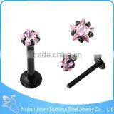 Surgical Steel Anodize Internally Threaded Clear Star Zircon 14G Cheap Lip Ring thumbnail-3