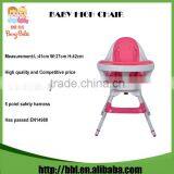Manufacturer Hot Sales Simple Design Seat Removable Pink Baby Dinner Feeding Table Best Affordable High Chair thumbnail-5