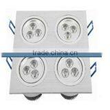 Aluminum Housing Fashionable Warm White CE Led Grille Downlight Led Ceiling Grille Best Price Hot Sale Led Grille Light 4*3W 12W