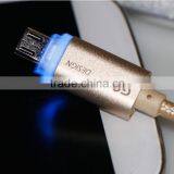GOLF 1M LED Light Metal Nylon Weave Cable for Android Mobile Phone 2.1A Micro USB Quick Charging and Data Cable thumbnail-1