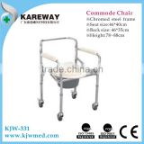 Folding commode chair with wheels