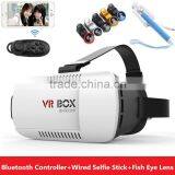 VR BOX II 2.0 3D Glasses Helmet VR Glasses Virtual Reality Headmount + Bluetooth Controller+Wired Selfie Stick+Fish Eye Lens thumbnail-5