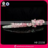 Hot sale elegant pink rhinestone bow snap hair clips