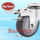Stainless Steel Braked Bolt Hole Castor With PU Wheel thumbnail-1
