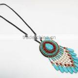 Blue Howlite Wax Cotton Thread With Mixed Natural Stone, Stone Necklace WT13 thumbnail-1