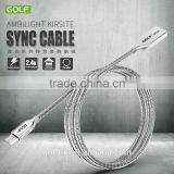 Ambilight Kirsite Zinc Android Micro Sync Data Transfer USB Cable Support 2.4A