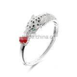 925 Sterling Silver Crystal Liod Head Bangle Bracelet SBG425W thumbnail-2