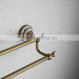 2016 New Design Bathroom Brass ,ceramic Double Towel Bar/ Towel Rod / Towel Rail Accessories With Crystal Hook thumbnail-4