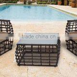 3 Piece Patio Garden Brown Rattan Conversation Chair Set thumbnail-1