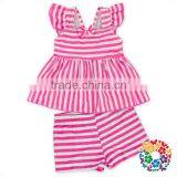 2Pcs Navy And Pink Stripe Beachwear Swimsuit Modest Children Swimwear