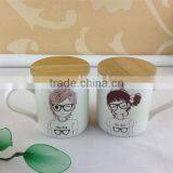 Ceramic Couple Mugs With Wooden Lid thumbnail-1