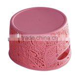 Lace Basket With 2 Sizes, Plastic Lace Basket With Handle, Round Shape Basket thumbnail-6