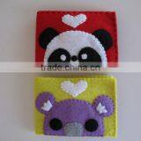 Low Price Polyester Ticket Sleeve id Card Purse Cotton Fabric Custom Wallet Wholesale With Sewing Panda Balloon for Teenager thumbnail-4