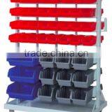 BR-001 88-bin Double-sided Rolling Bin Rack Bin Wall Mounted Parts Rack Bin Organizer With Tray and Casters Bin Rack Storage thumbnail-1