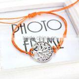 Antique Silver Hollow Tree of Life Charm Bracelet Customized Charm Wax Cord Bracelet Cheap Personalzied Bracelet for Promotion thumbnail-4