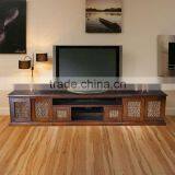 Sideboard tv With WATERHYACINTH DOOR Brown Teak Wood Furniture thumbnail-1