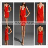 Apparel!oem!lady Design!latest Design!12DR088 Fashionable Silk Dress 2012,red Color!high Quality thumbnail-1
