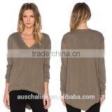 New Design Cotton Deep V Neck Sweatshirt Women Fashion thumbnail-4