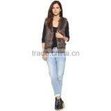 HAODUOYI Women Brown Gradient Oversized Stripe Faux Fur Waistcoat thumbnail-4