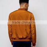 Hot Sale 2017 Fashion Customize Mens Camel Bomber Jacket Cuffed Hem 100% Polyester Double Pocket Sides thumbnail-3