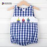 Infant Toddler Baby Boys Sleeveless Smocked Boat Rompers Summer Newborn Baby Clothes thumbnail-1