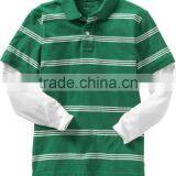 BOYS STRIPED LONG SLEEVE POLO T SHIRT WITH CONTRAST SLEEVES thumbnail-1