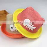 2017 Fashion Straw Hats Summer Baby Ear Decoration Lovely Children Character Girls And Boys Sun Hat Solid Children Floppy Mz-254 thumbnail-2