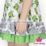 Spring St.Patricks Day Clothes Green Color Flutter Sleeve Ruffle Design Baby Girl Short Puffy Dress thumbnail-5