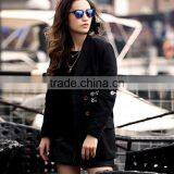 M1232 Runwaylover 2016 Black Punk Metal Decoration Wool Suit Wool Jackets Coats thumbnail-3