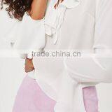 2017 OEM Hot Sale Long Sleeve White Chiffon Shirts for Ladies thumbnail-4