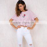 Hot Sexy bf Half Sleeve Distressed Girl's t Shirt With Custom Printing thumbnail-6