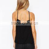2016 Guangzhou Shandao Factory Sexy Daily Wear Casual Summer Spaghetti Strap Slim Fit Black Cotton Tops Ladies Size XXL thumbnail-3