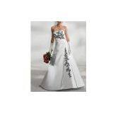 2011 Wholesale Custom-made Black and White Embroided Wedding Dress thumbnail-1