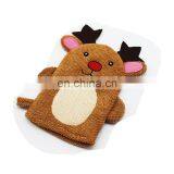 Terry Cloth Cartoon Animal Christmas Reindeer Puppet Kids Bath Mitt Washcloth