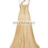 Grace Karin Long Gold Evening Dresses Special Occasion Women Pleat Satin Evening Gowns One Shoulder Prom Party Dress CL6033 thumbnail-3